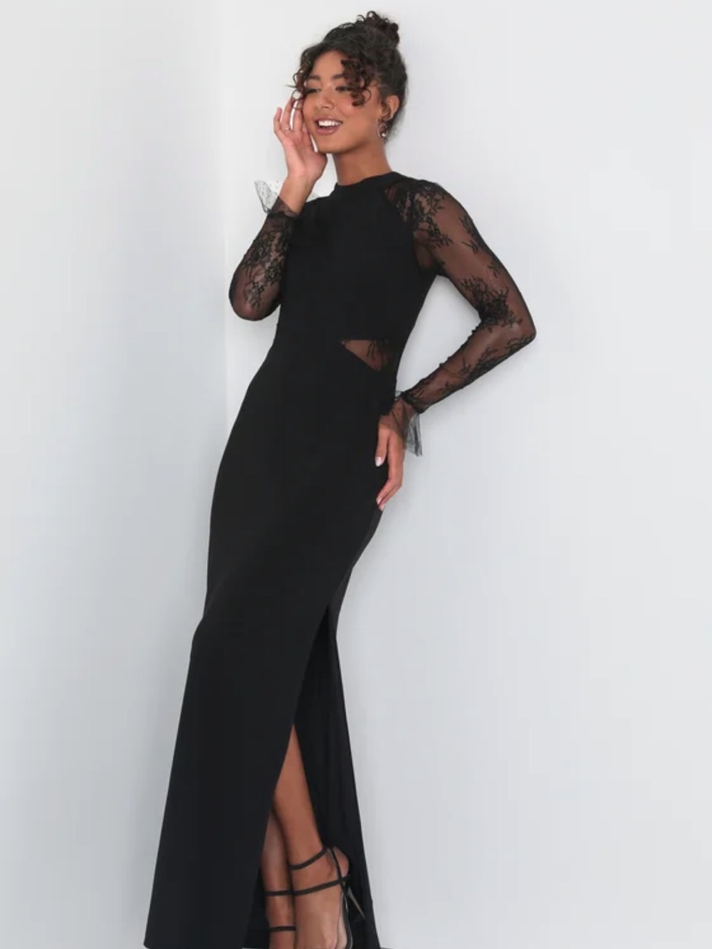 Lulus Bragging Rights Black Long Sleeve Maxi Dress